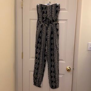 Hollister Black and Ivory/white Print Jumpsuit